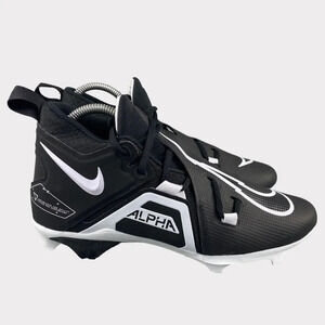 NEW NIKE ALPHA Menace Pro 3 Black White Football Cleats Mens 8.5 Lace Up Shoes‎